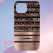 Imitate Kupfer Rose Gold mit Olive Raisin Damask