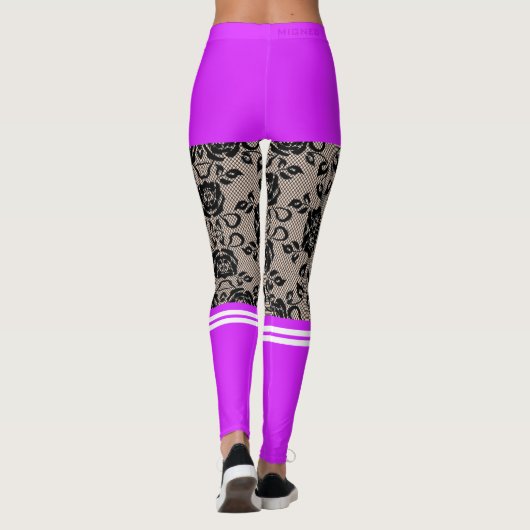 Imitate Lace Fishnet Leggings Lila Kurz und Socken (Rückseite)