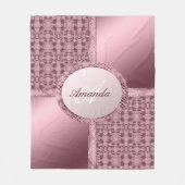 Imitate Lace Satin Jewels Pink Monogram Fleecedecke (Vorderseite)