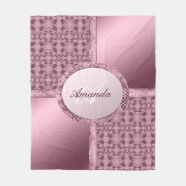 Imitate Lace Satin Jewels Pink Monogram Fleecedecke