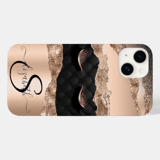 Imitate Lashes Black Rose Gold Glitzer Case-Mate iPhone Hülle (Rückseite (Horizontal))