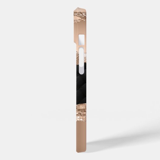 Imitate Lashes Black Rose Gold Glitzer Case-Mate iPhone Hülle (Rückseite / Links)