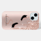 Imitate Lashes Glitzer Rose Gold Tropfen Case-Mate iPhone Hülle (Rückseite (Horizontal))