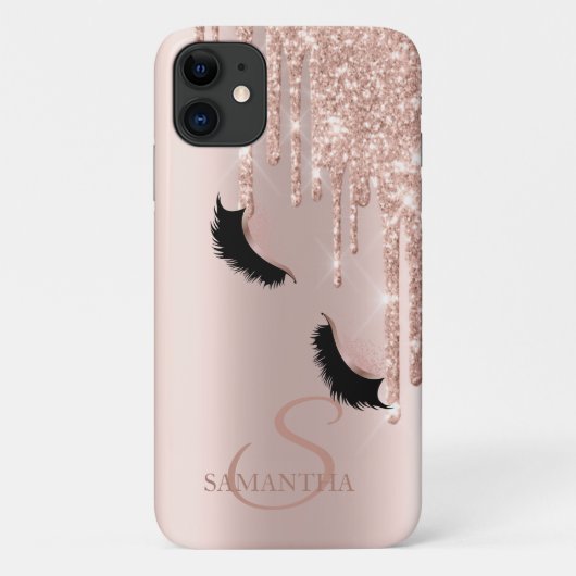 Imitate Lashes Glitzer Rose Gold Tropfen Case-Mate iPhone Hülle (Rückseite)