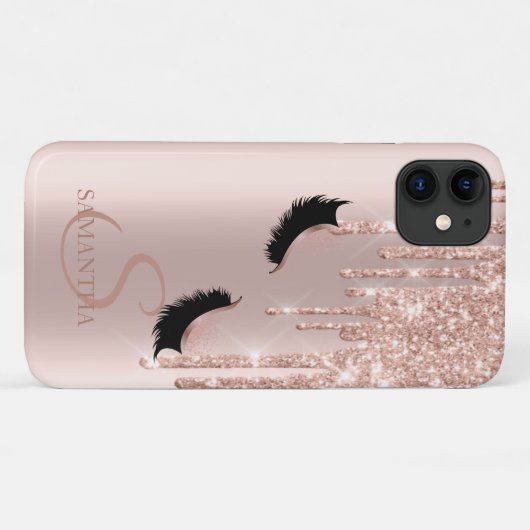 Imitate Lashes Glitzer Rose Gold Tropfen Case-Mate iPhone Hülle (Rückseite (Horizontal))