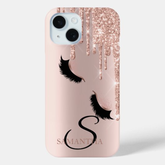 Imitate Lashes Glitzer Rose Gold Tropfen Case-Mate iPhone Hülle (Rückseite)