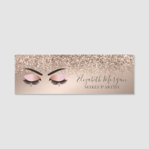Imitate Lashes, Rose Gold Glitzer Makeup Künstler Namensschild