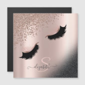 Imitate Lashes Schwarzer Glitzer Diamonds Rose Gol Magnetkarte (Vorne/Hinten)