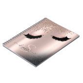 Imitate Lashes Schwarzer Glitzer Diamonds Rose Gol Notizblock (Linke Seite)