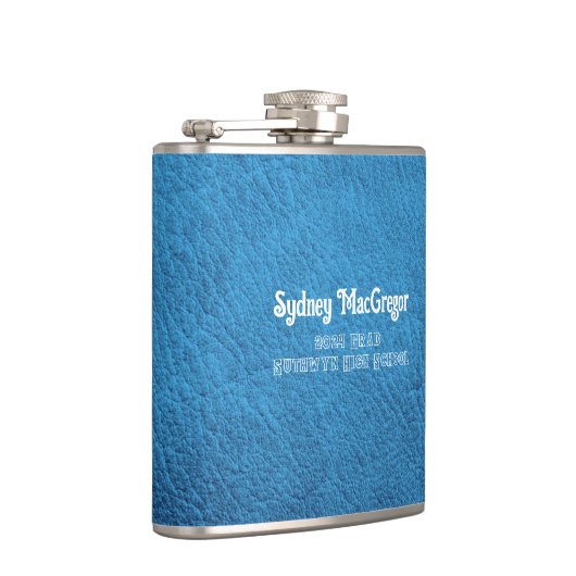 Imitate Leather Aqua Blue Daughter Grad Geschenk Flachmann (Rechts)