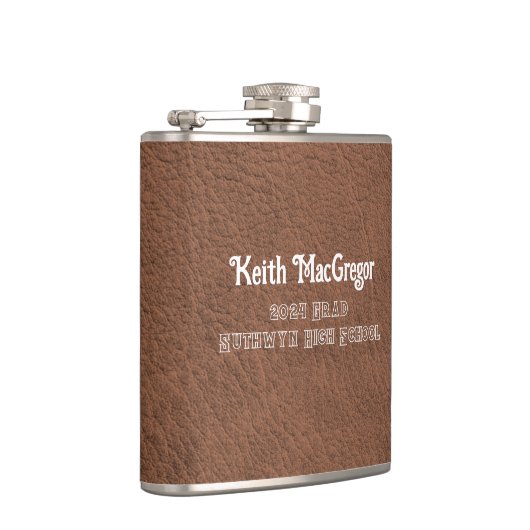 Imitate Leather Brown Abschluss Geschenk Flachmann (Rechts)