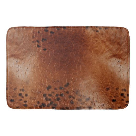 Imitate Leather Brown Leopard Spots Badematte (Vorderseite)