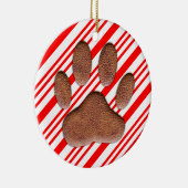 Imitate Leather Dog Pawprint Candy Cane Keramik Ornament (Rechts)