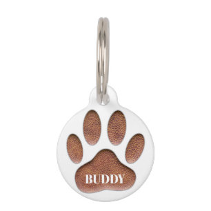 Imitate Leather Dog Pawprints Haustiermarke