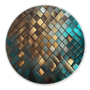 Imitate Leather Dragon Scales Aquamarin und Gold Keramikknauf