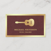 Imitate Leather Gold Gitarre Dozent Gitarrist Visitenkarte (Vorderseite)