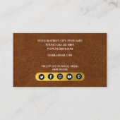 Imitate Leather & Gold Monogram Social Media Visitenkarte (Rückseite)