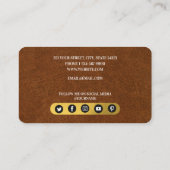 Imitate Leather & Gold Monogram Social Media Visitenkarte (Rückseite)
