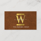 Imitate Leather & Gold Monogram Social Media Visitenkarte (Vorderseite)