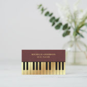 Imitate Leather Gold Piano Keyboard Teacher Pianis Visitenkarte (Stehend Vorderseite)