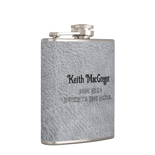 Imitate Leather Grau Abschluss Geschenk Flachmann (Rechts)