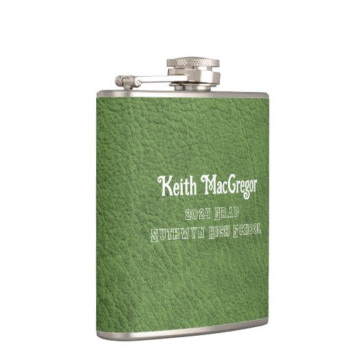 Imitate Leather Green Abschluss Geschenk Flachmann (Rechts)