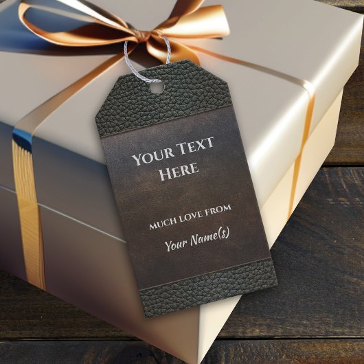 Imitate Leather Grunge Brown Blue Gray Geschenkmar Geschenkanhänger