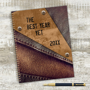 Imitate Leather Metallic Industrial Design Planner Planer