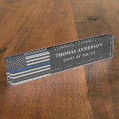 Imitate Leather Police Officer von Thin Blue Line Namensplakette (Seite)