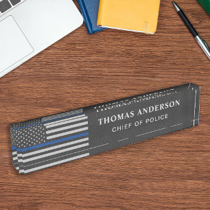 Imitate Leather Police Officer von Thin Blue Line Namensplakette