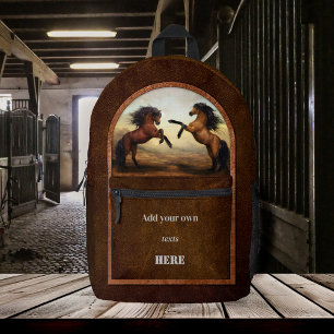 Imitate Leather Wilde Pferde Bedruckter Rucksack