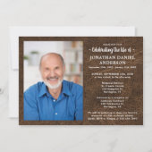 Imitate Leder Foto Beerdigung Feier des Lebens Einladung (Vorderseite)