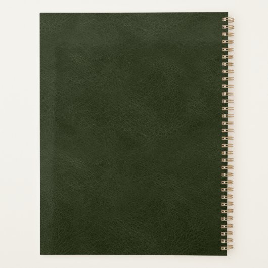 Imitate Leder Look Dunkelgrüne Gold Monogramm 2024 Planer (Rückseite)