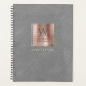 Imitate Leder Look Gray Rose Gold Monogram 2024 Planer (Vorderseite)