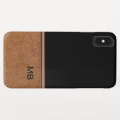 Imitate Leder-Männer-Monogramm Case-Mate iPhone Hülle (Rückseite (Horizontal))