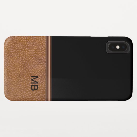 Imitate Leder-Männer-Monogramm Case-Mate iPhone Hülle (Rückseite (Horizontal))