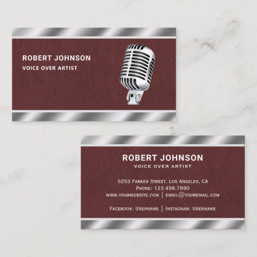 Imitate Leder-Metallic-Mikrofon-Stimme über Künstl Visitenkarte (Vorne/Hinten)