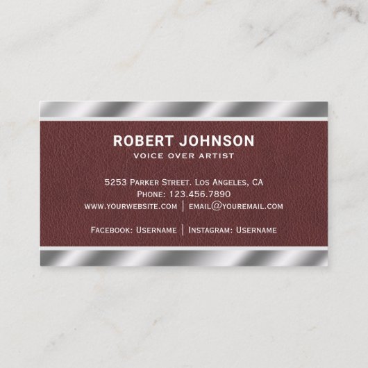 Imitate Leder-Metallic-Mikrofon-Stimme über Künstl Visitenkarte (Rückseite)