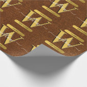 Imitate Leder und Gold Monogram Geburtstag Geschenkpapier (Ecke)