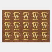 Imitate Leder und Gold Monogram Geburtstag Geschenkpapier Set (Vorderseite 3)