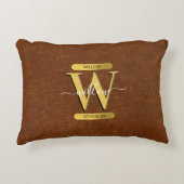 Imitate Leder und Gold Monogramm Dekokissen (Vorderseite)