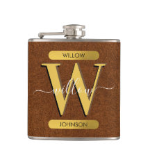 Imitate Leder und Gold Monogramm