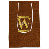 Imitate Leder und Gold Monogramm Mittlere Geschenktüte (Rückseite)