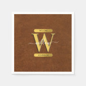 Imitate Leder und Gold Monogramm Serviette (Vorderseite)