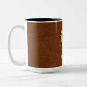 Imitate Leder und Gold Monogramm Zweifarbige Tasse (Links)