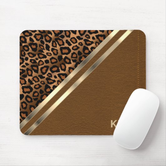 Imitate Leder und Leopard, braun, Stich Mousepad (Mit Mouse)