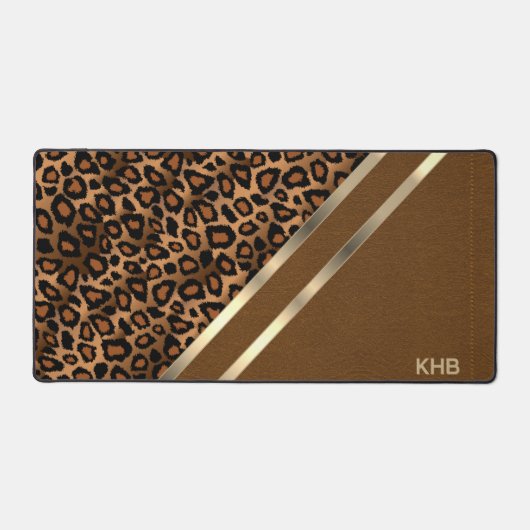 Imitate Leder und Leopard, braun, Stich Schreibtischunterlage (Vorderseite)