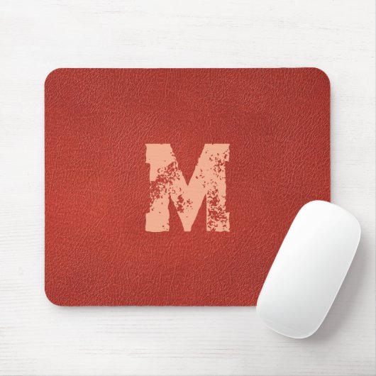 Imitate Lederaussehen gestörter Text Monogramm-Nam Mousepad (Mit Mouse)