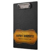 Imitate Lederdesign Schwarz-Gelb Beruflich Klemmbrett (Links)