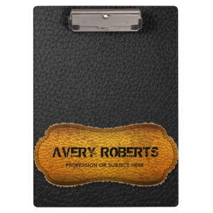 Imitate Lederdesign Schwarz-Gelb Beruflich Klemmbrett